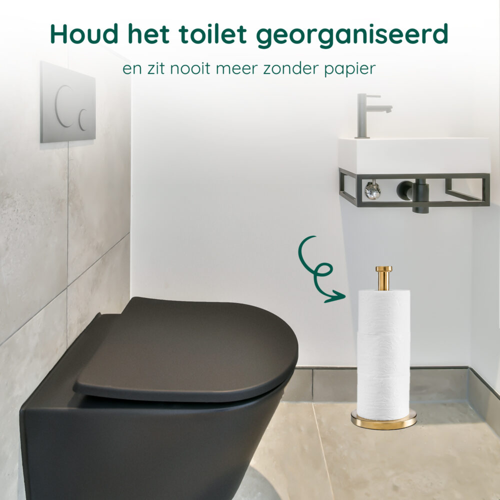 Gouden staande toiletrolhouder afbeelding 7