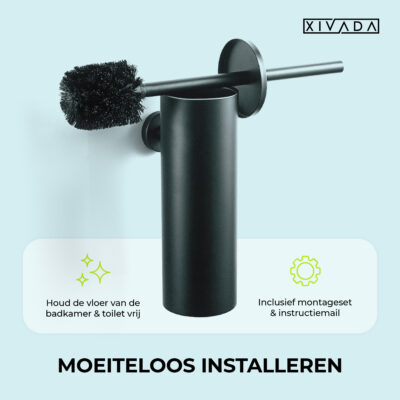 Zwarte toiletborstelhouder muurmontage afbeelding 3