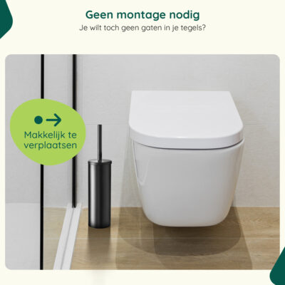 Zwarte toiletborstelhouder vrijstaand afbeelding 3