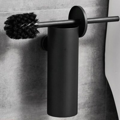 Zwarte toiletborstelhouder muurmontage afbeelding 8