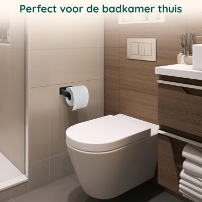 Zelfklevende zwarte toiletrolhouder afbeelding 9
