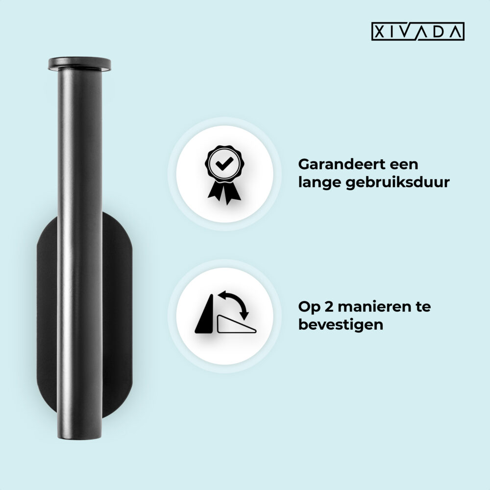 Zelfklevende toiletrolhouder zwart afbeelding 5