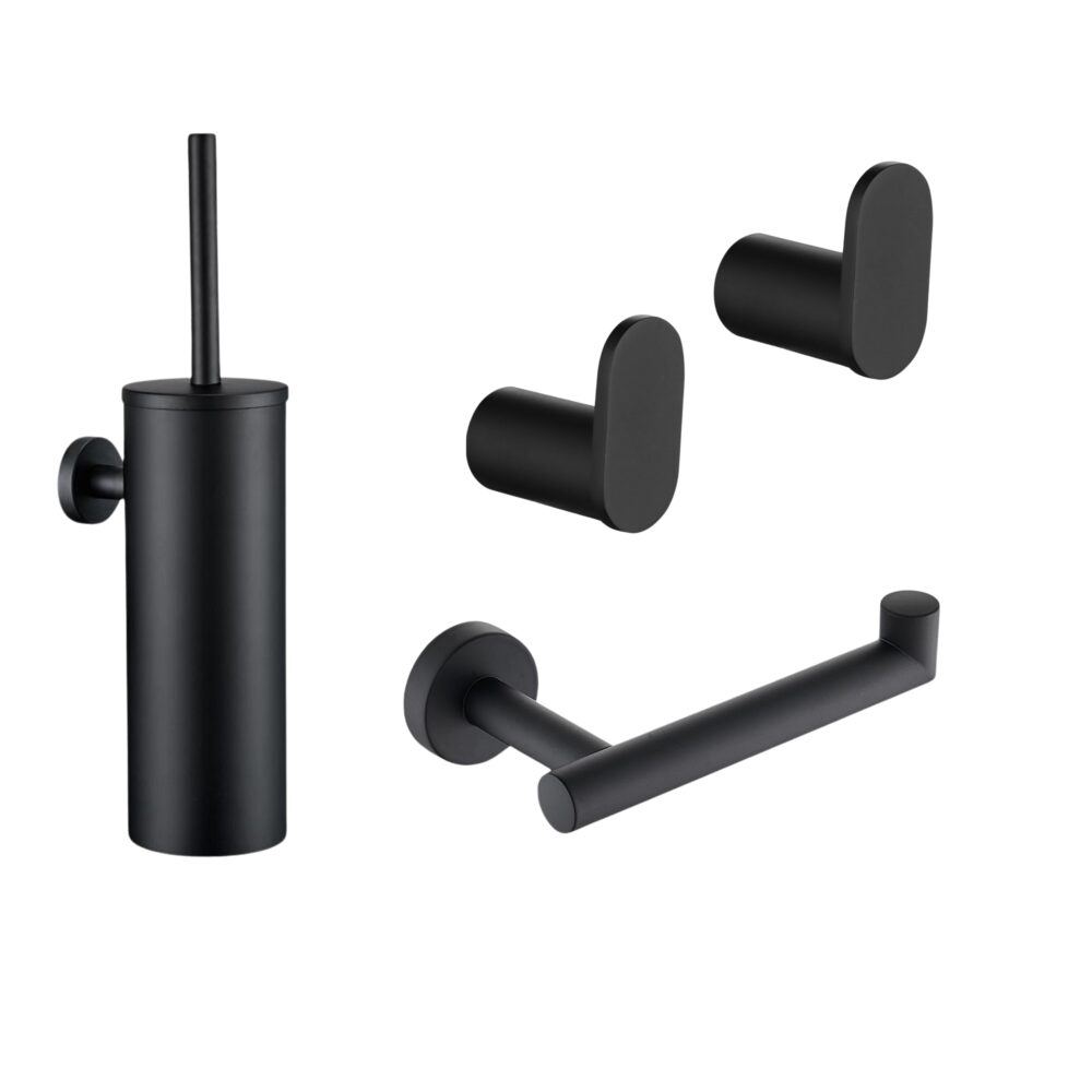 Zwarte toilet accessoires set afbeelding 1