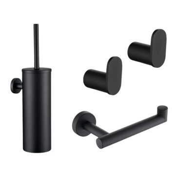 Zwarte toilet accessoires set afbeelding 1