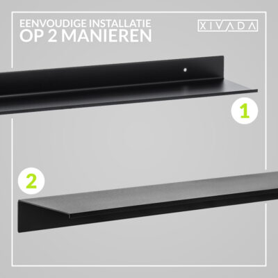 metalen wandplank zwart 60 cm afbeelding 4