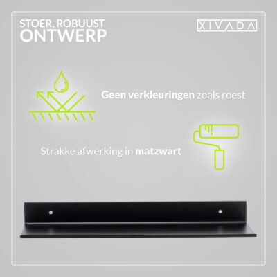 metalen wandplank zwart 60 cm afbeelding 3