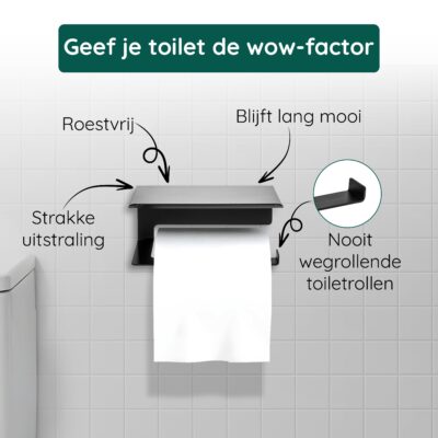 Toiletrolhouder met plankje zwart afbeelding 5