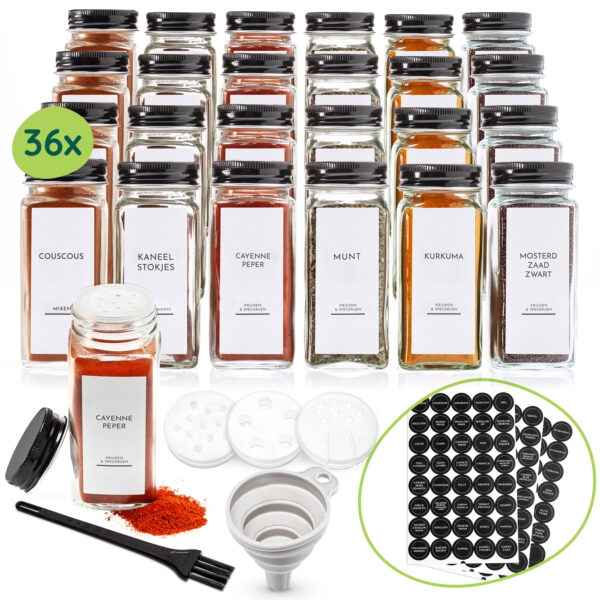 FRIBERG Kruidenpot van glas, 12 stuks, 120 ml, kruidenpotjes, met