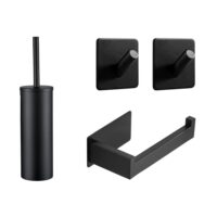 Zwarte toilet accessoires set zonder boren afbeelding 1