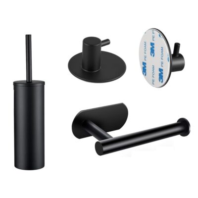 Toilet accessoires zwart zonder boren afbeelding 1
