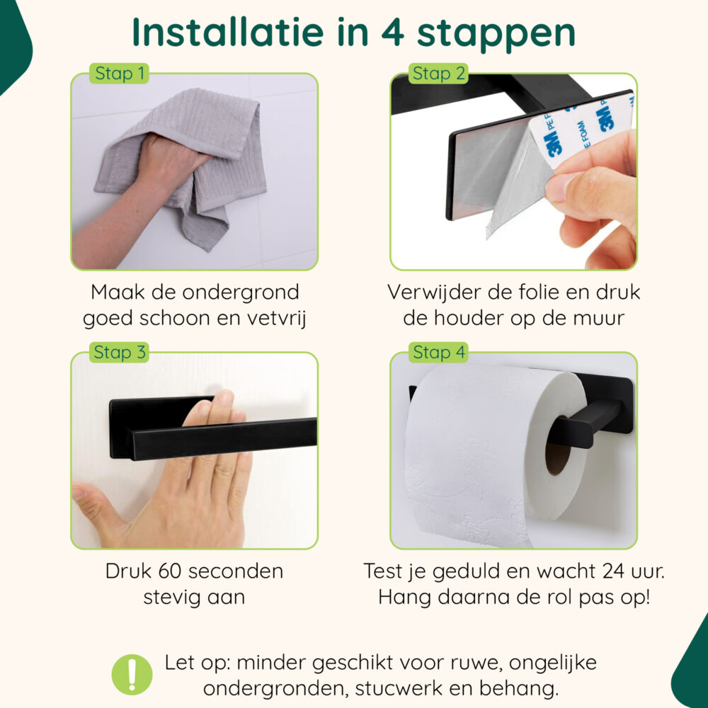 Zelfklevende toiletrolhouder zwart afbeelding 8