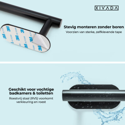 Zelfklevende toiletrolhouder zwart afbeelding 6