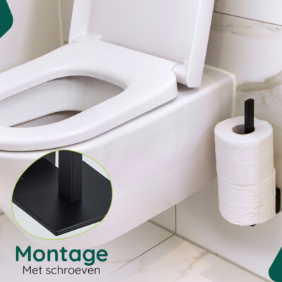 Zwarte vierkante reserverolhouder badkamer afbeelding 6
