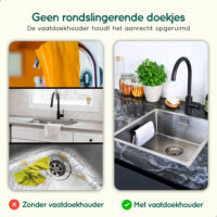 Zelfklevende vaatdoekhouder zwart afbeelding 7