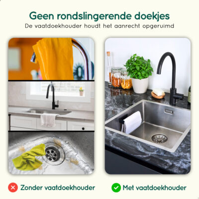 Zelfklevende vaatdoekhouder zwart afbeelding 7