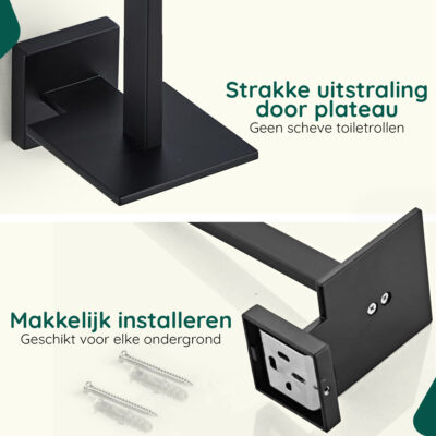 Zwarte vierkante reserverolhouder badkamer afbeelding 7