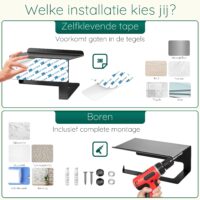 Toiletrolhouder met plankje zwart afbeelding 7