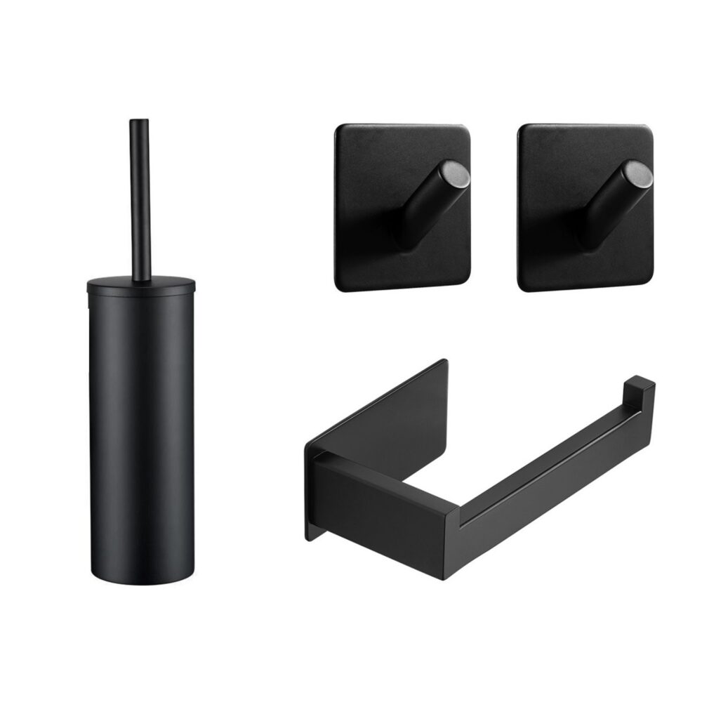 Zwarte toilet accessoires set afbeelding 1