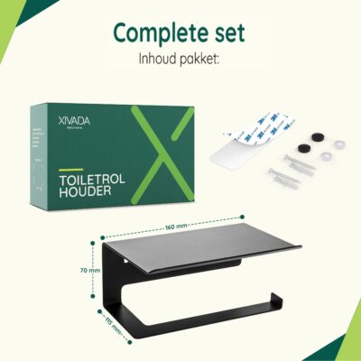 Toiletrolhouder met plankje zwart afbeelding 8