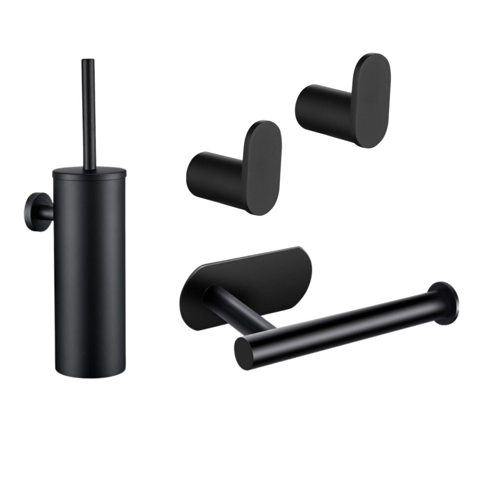 Zwarte toilet accessoires set afbeelding 1