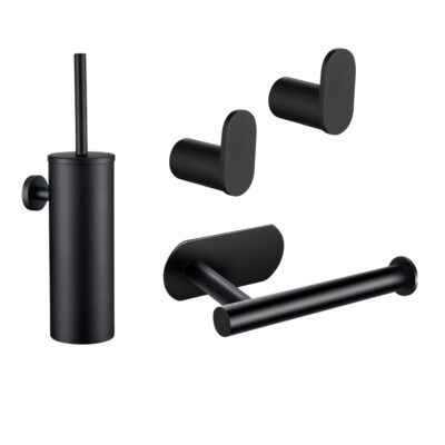 Zwarte toilet accessoires set afbeelding 1