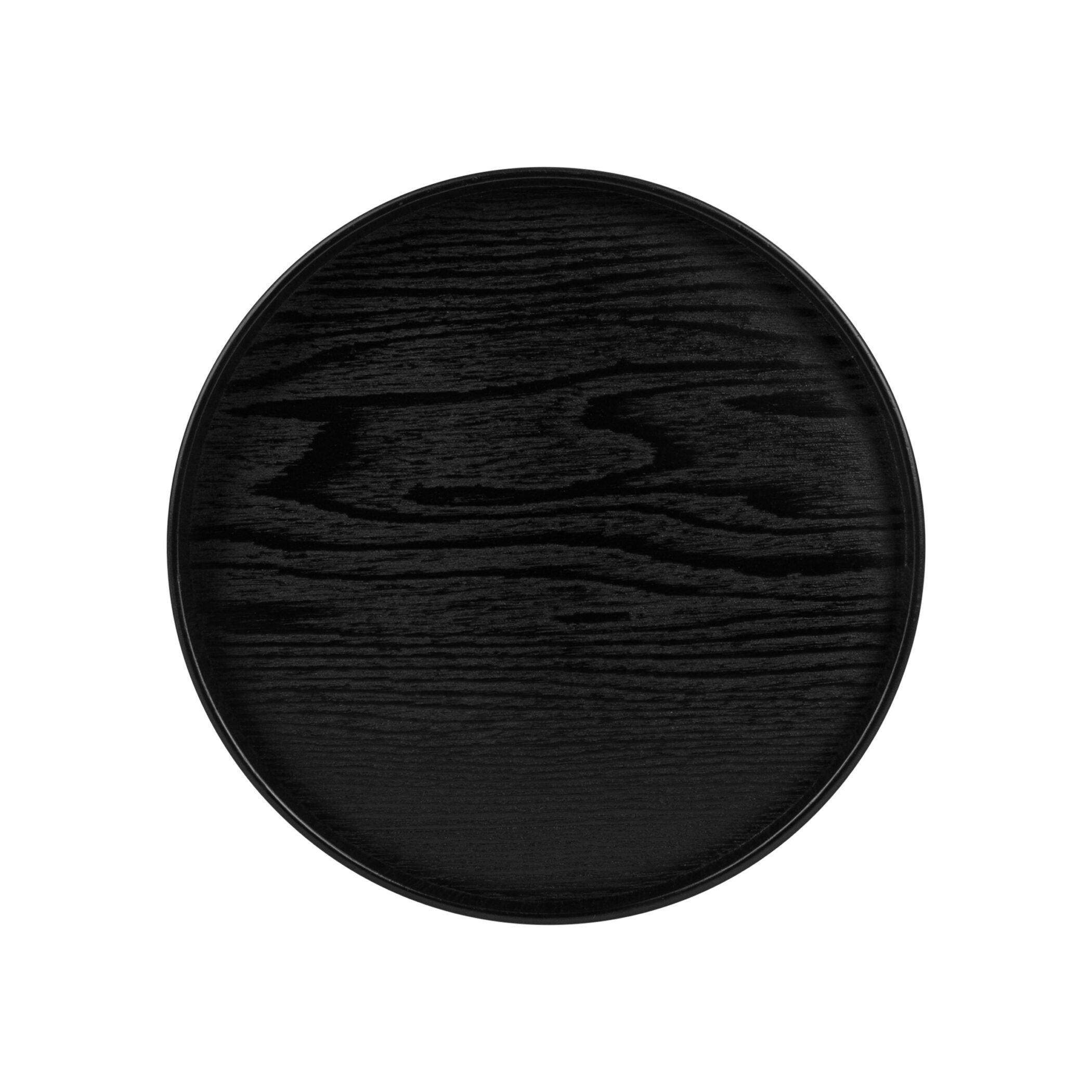 QUVIO Houten dienblad rond - Maat L - Diameter 30 cm - Zwart