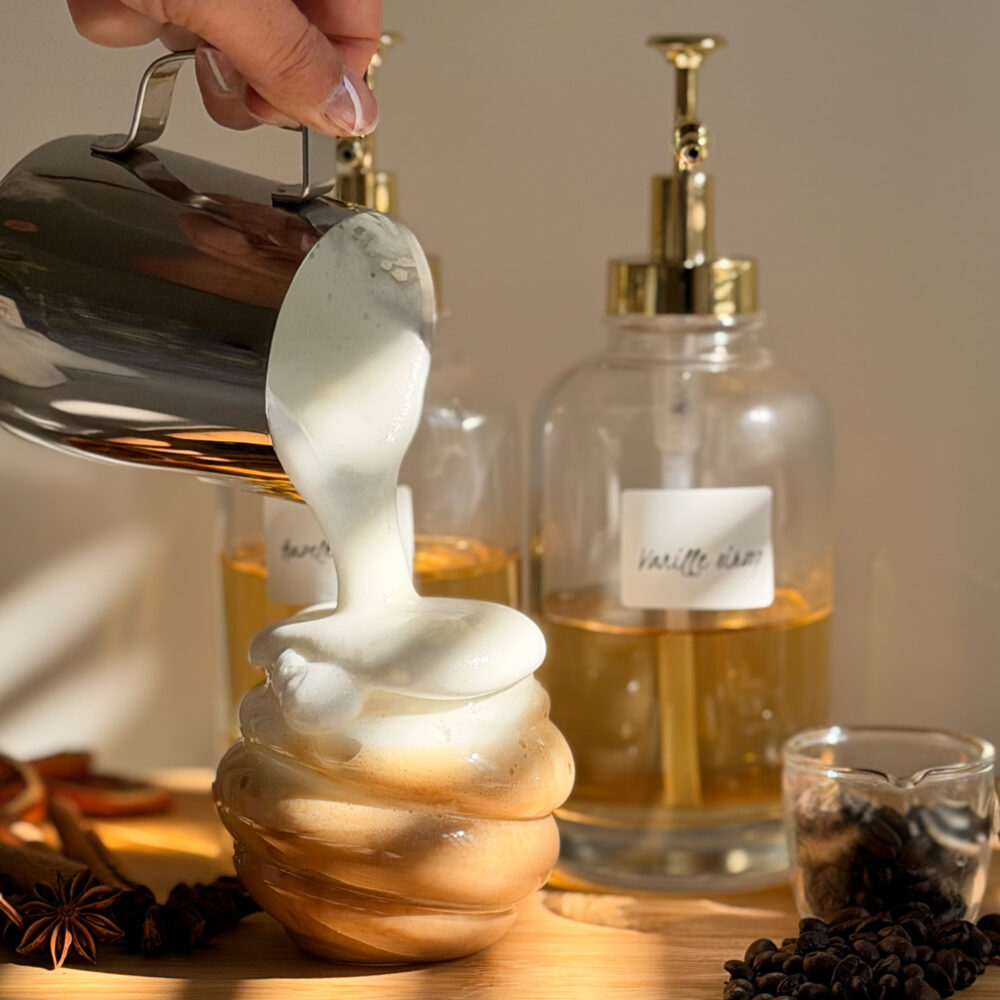 XIVADA Koffiesiroop dispenser – 500 ML – Glas – Goud – Set van 2