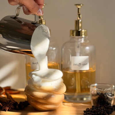 XIVADA Koffiesiroop dispenser – 500 ML – Glas – Goud – Set van 2