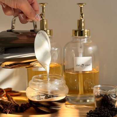 XIVADA Koffiesiroop dispenser – 500 ML – Glas – Goud – Set van 2