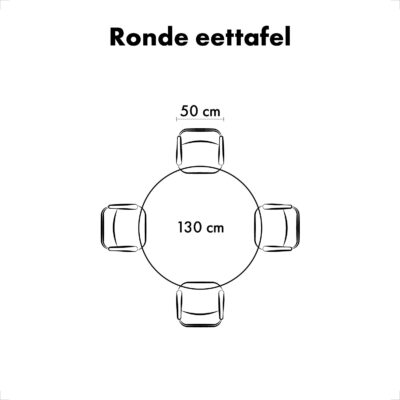 QUVIO Eettafel Sofia – Rond – Ø 130 cm – Stalen kruispoot – FSC® gecertificeerd mangohout – Zwart