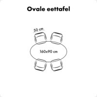QUVIO Eettafel Sofia – Ovaal – 160×90 cm – Stalen kruispoot – FSC® gecertificeerd mangohout – Bruin