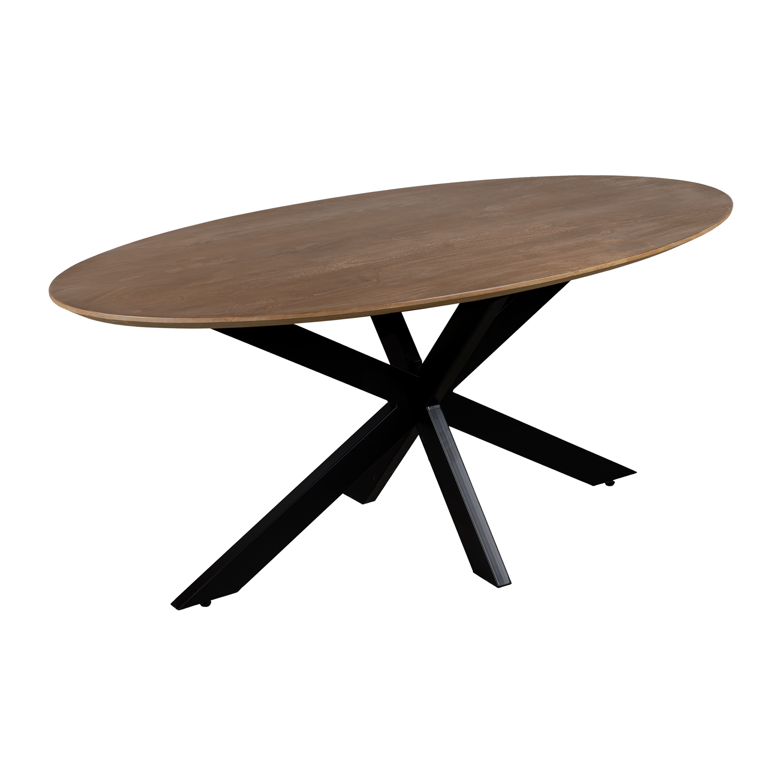 QUVIO Eettafel Sofia - Ovaal - 160x90 cm - Stalen kruispoot - FSC® gecertificeerd mangohout - Bruin