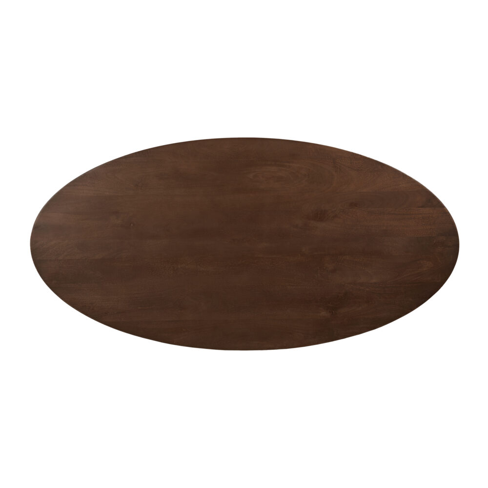 QUVIO Eettafel Sofia – Ovaal – 160×90 cm – Stalen kruispoot – FSC® gecertificeerd mangohout – Bruin