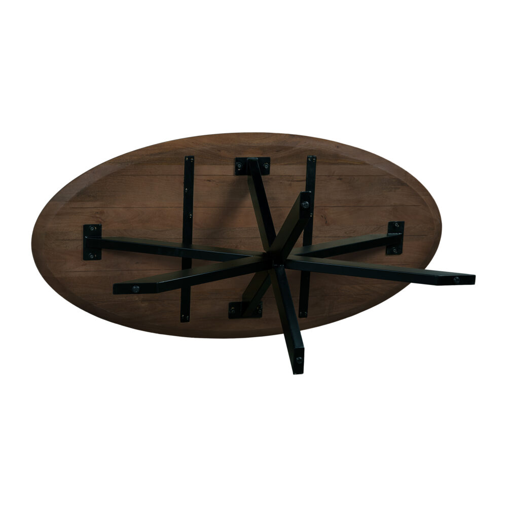 QUVIO Eettafel Sofia – Ovaal – 160×90 cm – Stalen kruispoot – FSC® gecertificeerd mangohout – Bruin