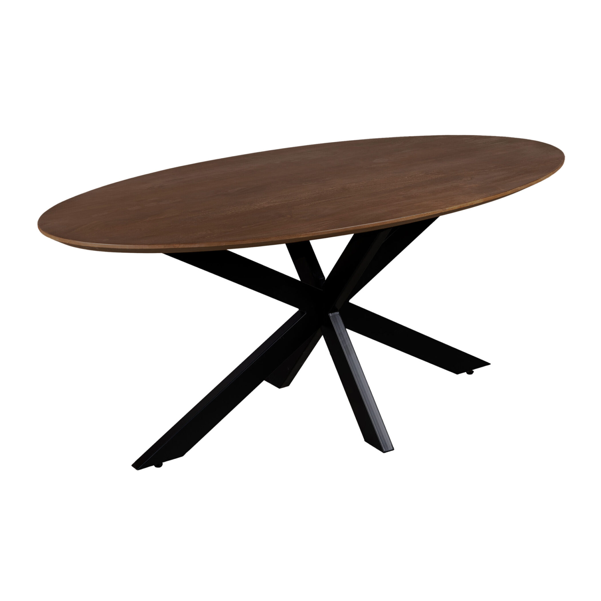 QUVIO Eettafel Sofia - Ovaal - 180x90 cm - Stalen kruispoot - FSC® gecertificeerd mangohout - Bruin