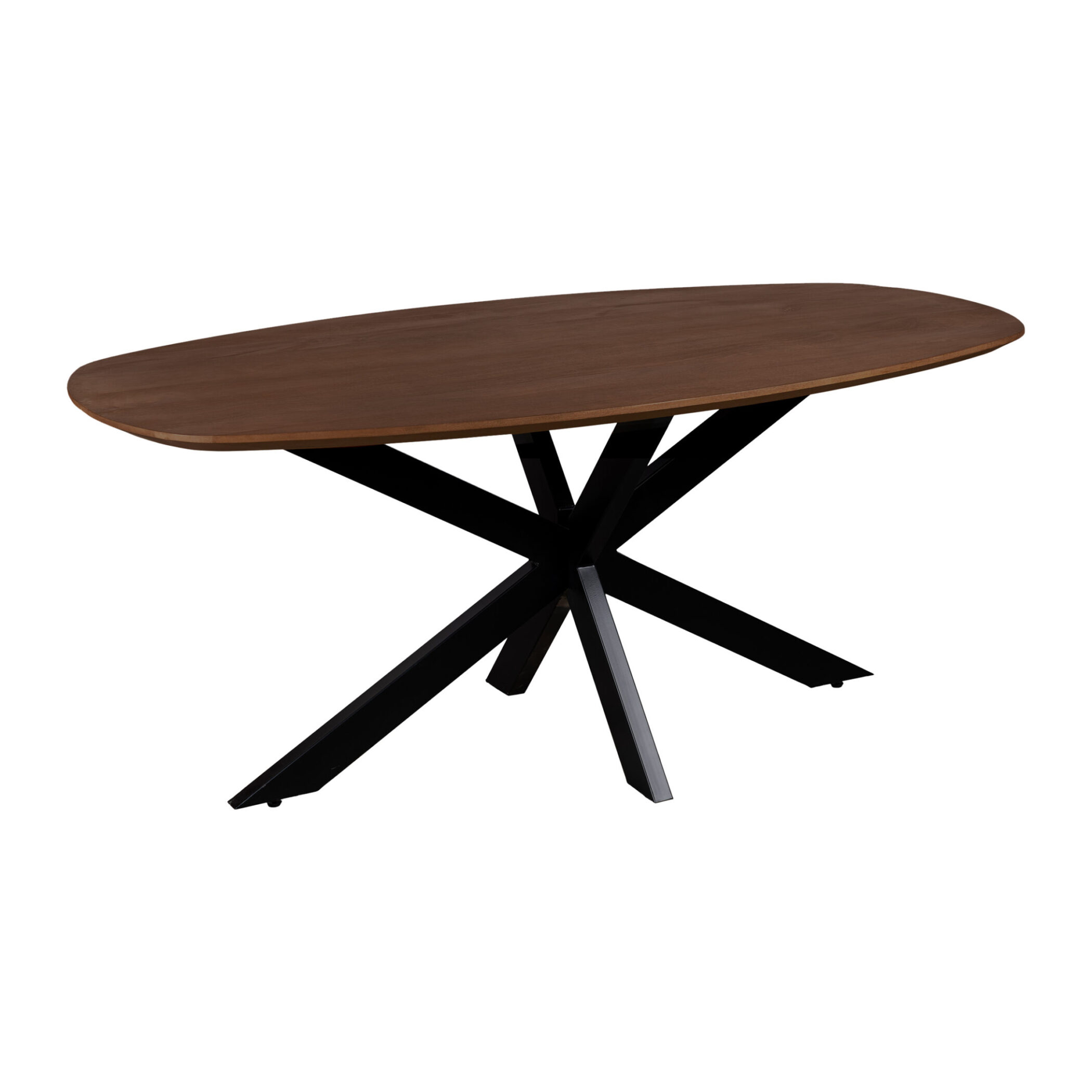 QUVIO Eettafel Sofia - Deens Ovaal - 220 x 110 cm - Stalen kruispoot - FSC® gecertificeerd mangohout - Bruin