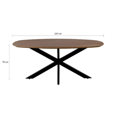 Eettafel deens ovaal, deens ovale eettafel, Eettafel bruin, Bruine eettafel, Houten eettafel, eettafel hout, mangohouten eettafel, eettafel mangohout, eettafel 220x110 cm