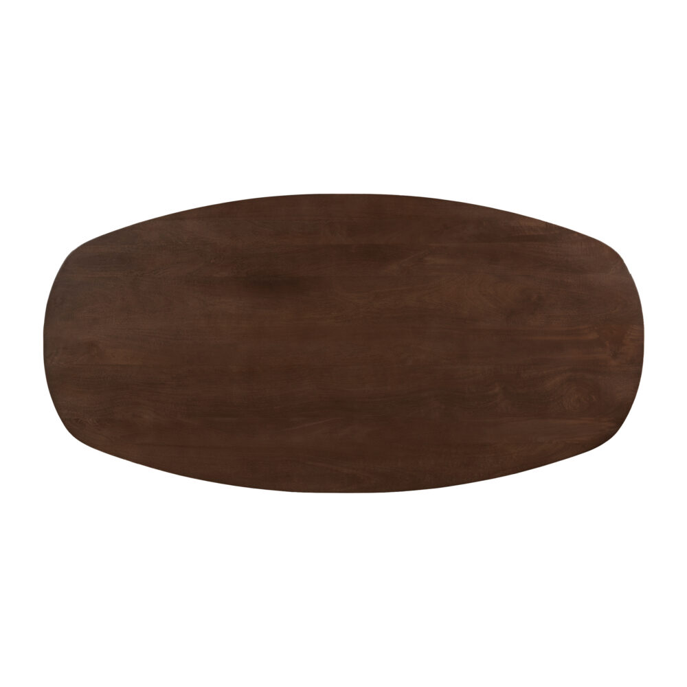QUVIO Eettafel Sofia – Deens Ovaal – 180 x 90 cm – Stalen kruispoot – FSC® gecertificeerd mangohout – Bruin