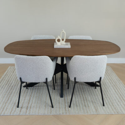 Eettafel, tafel, Eettafel 180x90 cm, Bruine eettafel, eettafel bruin, Deens ovale eettafel, Eettafel deens ovaal, Mangohouten eettafel, eettafel mangohout, Houten eettafel, eettafel hout