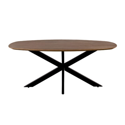 Eettafel, tafel, Eettafel 180x90 cm, Bruine eettafel, eettafel bruin, Deens ovale eettafel, Eettafel deens ovaal, Mangohouten eettafel, eettafel mangohout, Houten eettafel, eettafel hout