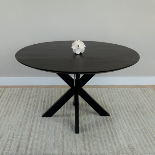 Ronde eettafel, eettafel rond, Zwarte eettafel, eettafel zwart, Zwarte ronde eettafel, eettafel, tafel, eettafel 130 cm, Mangohouten eettafel, eettafel mangohout, Houten eettafel, Eettafel hout