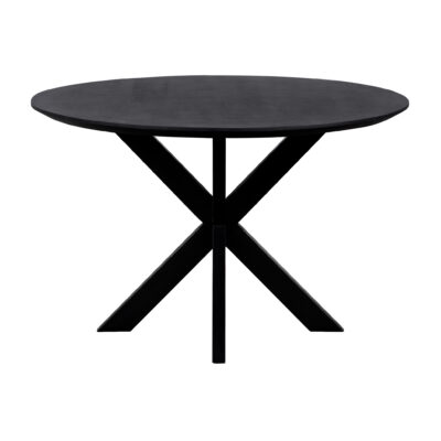 Ronde eettafel, eettafel rond, Zwarte eettafel, eettafel zwart, Zwarte ronde eettafel, eettafel, tafel, eettafel 130 cm, Mangohouten eettafel, eettafel mangohout, Houten eettafel, Eettafel hout