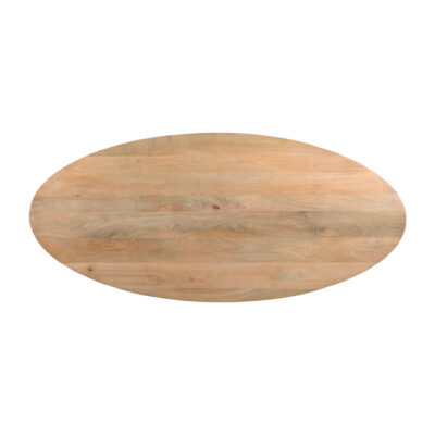 QUVIO Eettafel Sofia – Ovaal – 160×90 cm – Stalen kruispoot – FSC® gecertificeerd mangohout – Naturel