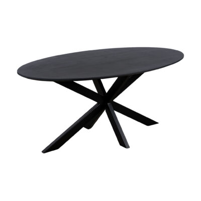 QUVIO-Eettafel-kruispoot-Sofia-Ovaal-160x90cm-Zwart-8484545