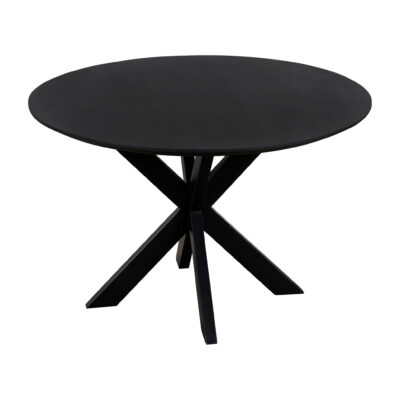 Ronde eettafel, eettafel rond, Zwarte eettafel, eettafel zwart, Zwarte ronde eettafel, eettafel, tafel, eettafel 130 cm, Mangohouten eettafel, eettafel mangohout, Houten eettafel, Eettafel hout