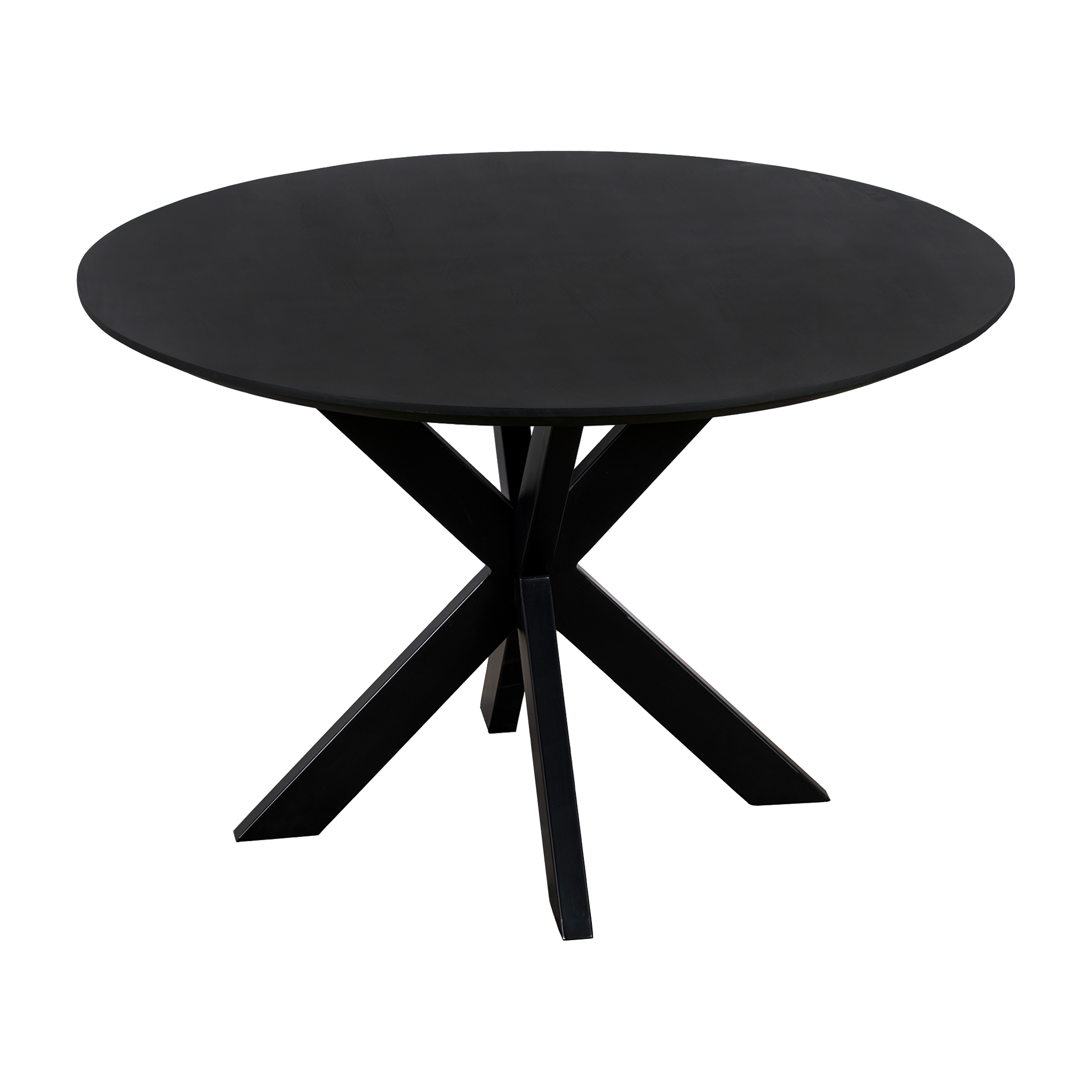 QUVIO Eettafel Sofia - Rond - Ø 130 cm - Stalen kruispoot - FSC® gecertificeerd mangohout - Zwart