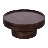 walnoot bruine salontafel, salontafel, ronde tafel, tafel, ronde salontafel, ronde salontafel in walnoot bruin mangohout,