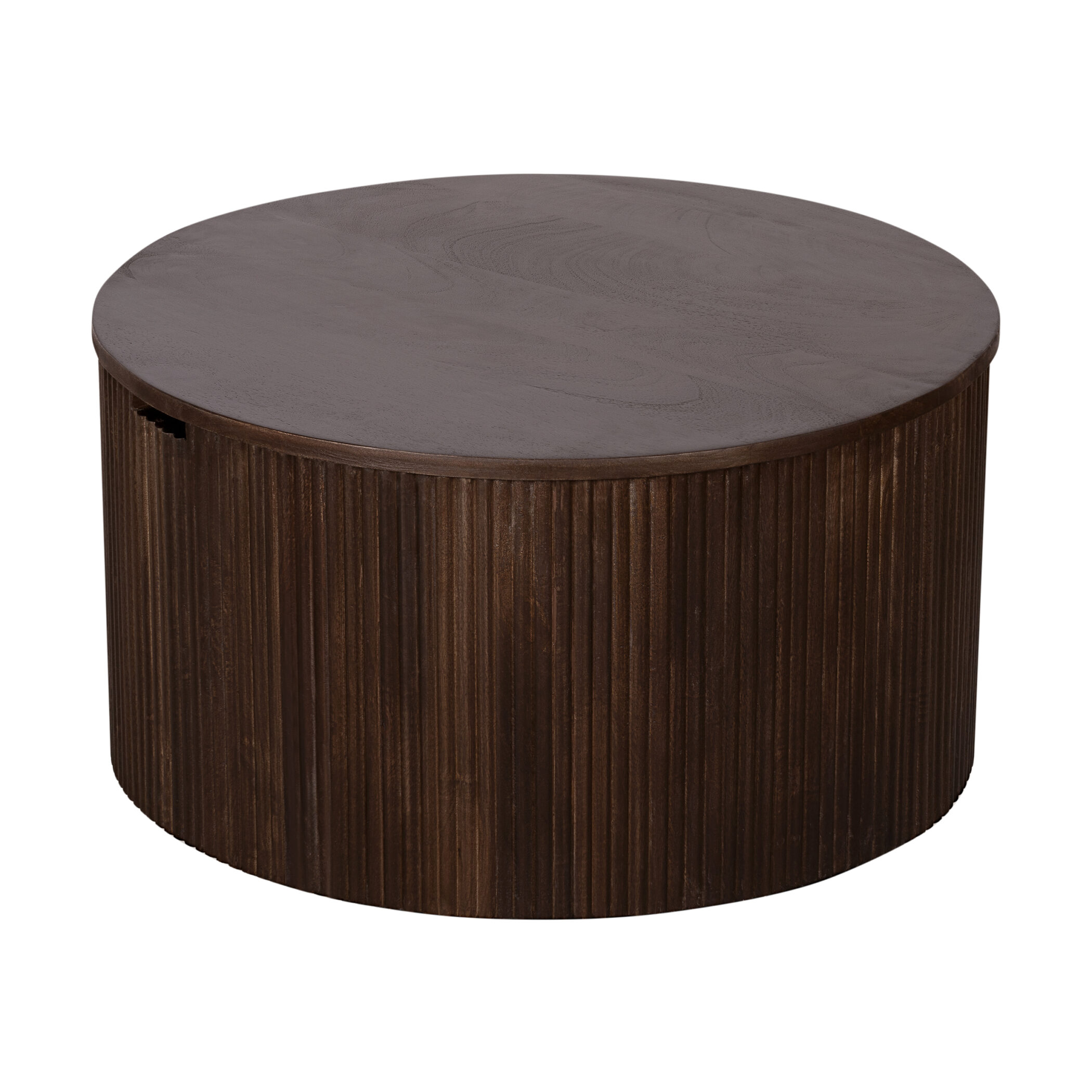 Lewis & Loft Salontafel Lonne - FSC® mangohout - Met opbergruimte - ⌀70 cm - Walnoot bruin