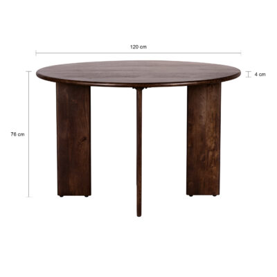 ronde Lila eettafel, ronde eettafel van hout, eettafel, tafel, afmetingen