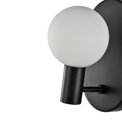 ronde zwarte wandlamp, zwarte wandlamp, ronde glazen kap, wandlamp bol, wandlamp zwart, wandlamp, zwarte wandlamp, detail